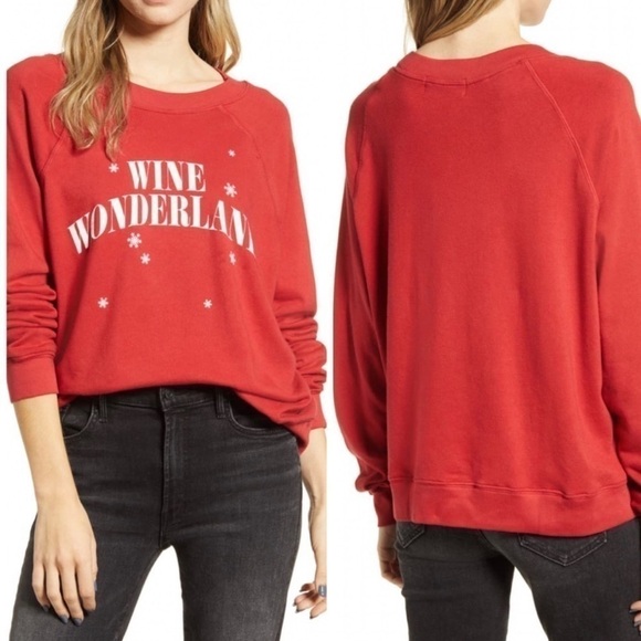 WILDFOX Wine Wonderland Red Holiday Sweater X-Small - Picture 1 of 6